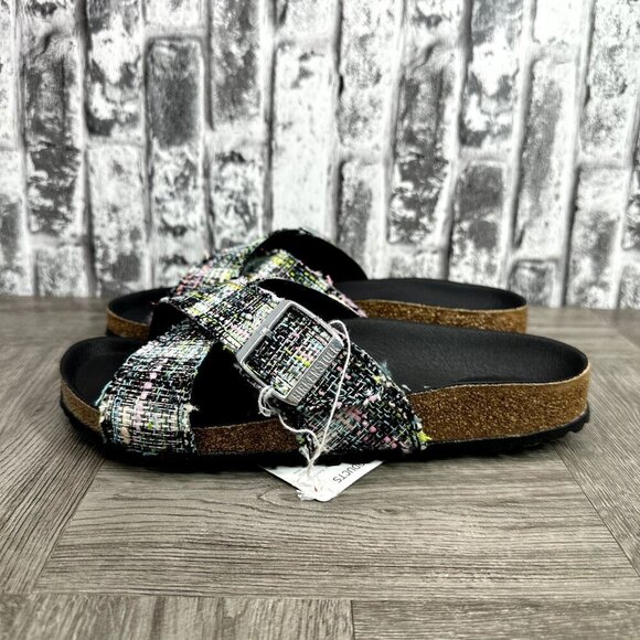 Birkenstock Siena Rivot Logo Festive Weave EURO 38/Women 7 Plaid Slide Sandals - Picture 2 of 8